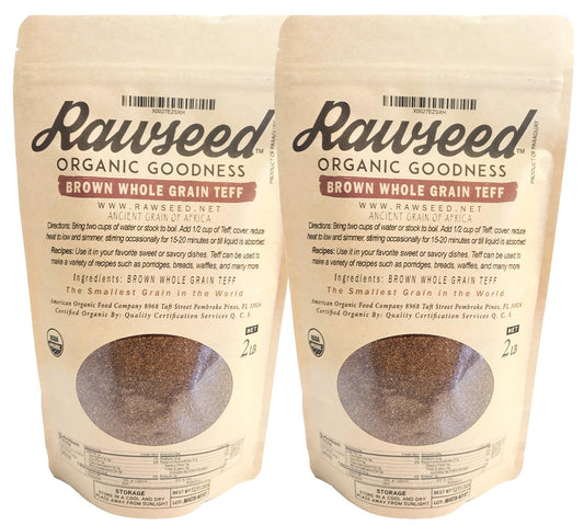 Rawseed Organic Brown Whole Grain African Teff 2Lbs (1Pack 2Pack & 3Pack)