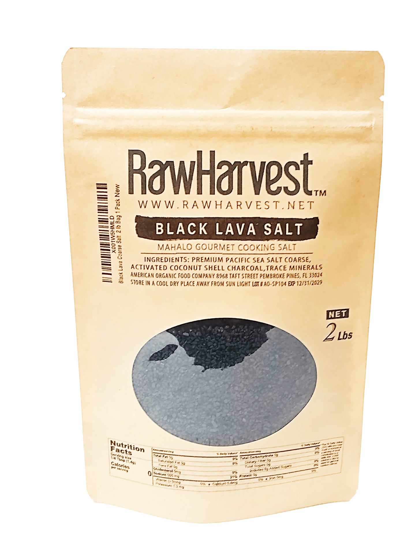 RawHarvest Hawaiian Style Black Lava Coarse Salt 2 Lb Bag