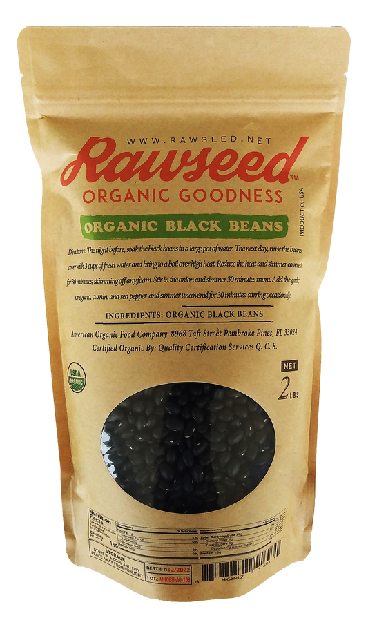 Rawseed Organic Black Beans Harvested in USA 2 Lbs 2 Pack