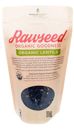 Rawseed Organic Lentils Black,Red,Brown,French 4 Pack Product of USA or Canada