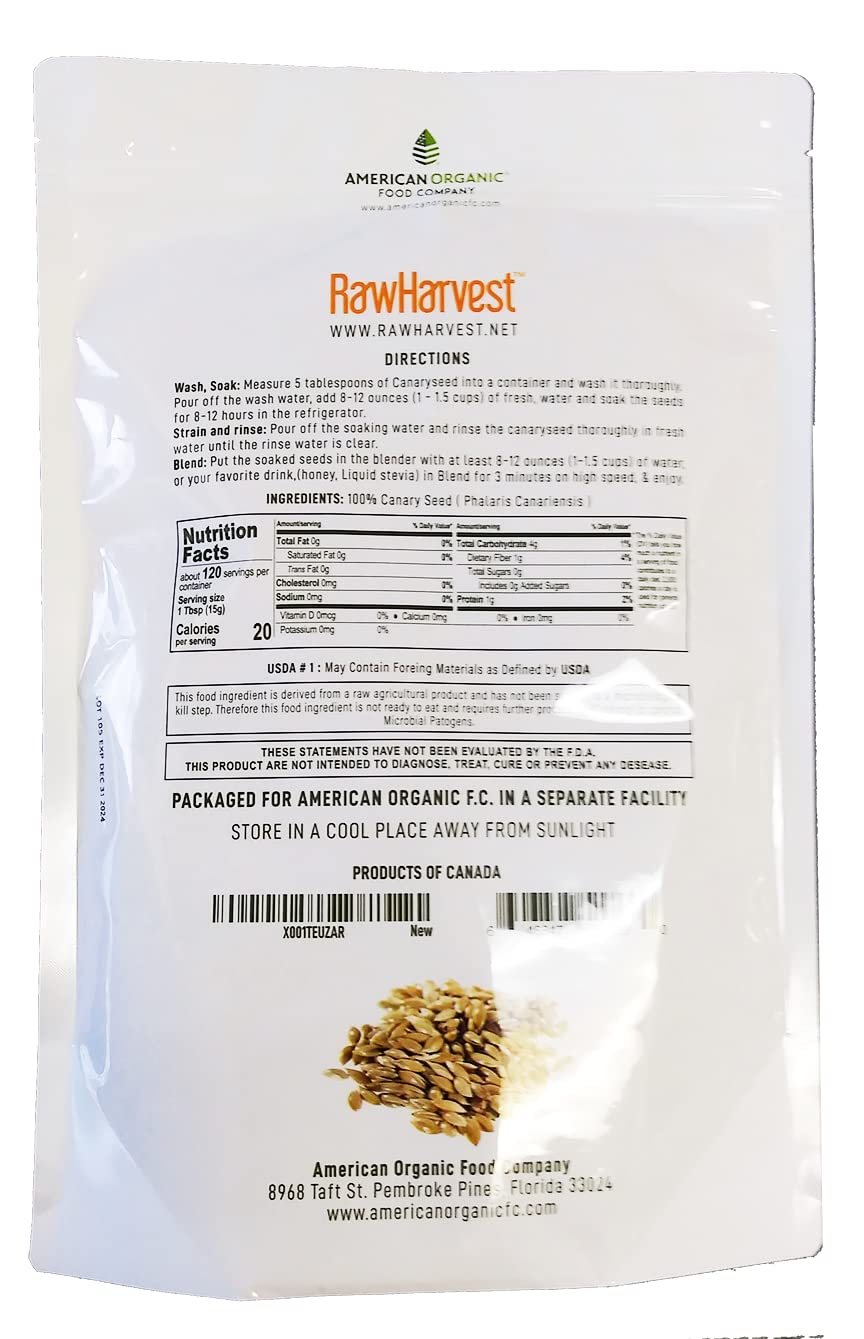 RawHarvest Canary Seed (Alpiste 1 Pack 4 lbs) for Human Consumption.