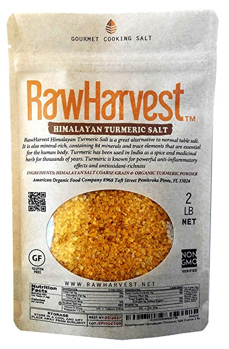 RawHarvest Himalayan Turmeric Mild Seasoning Salt Semi-Coarse 2 Lbs 1 Pack