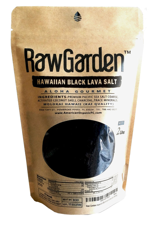 RawGarden Hawaiian Style Black Lava Coarse Salt 2 Lb Bag