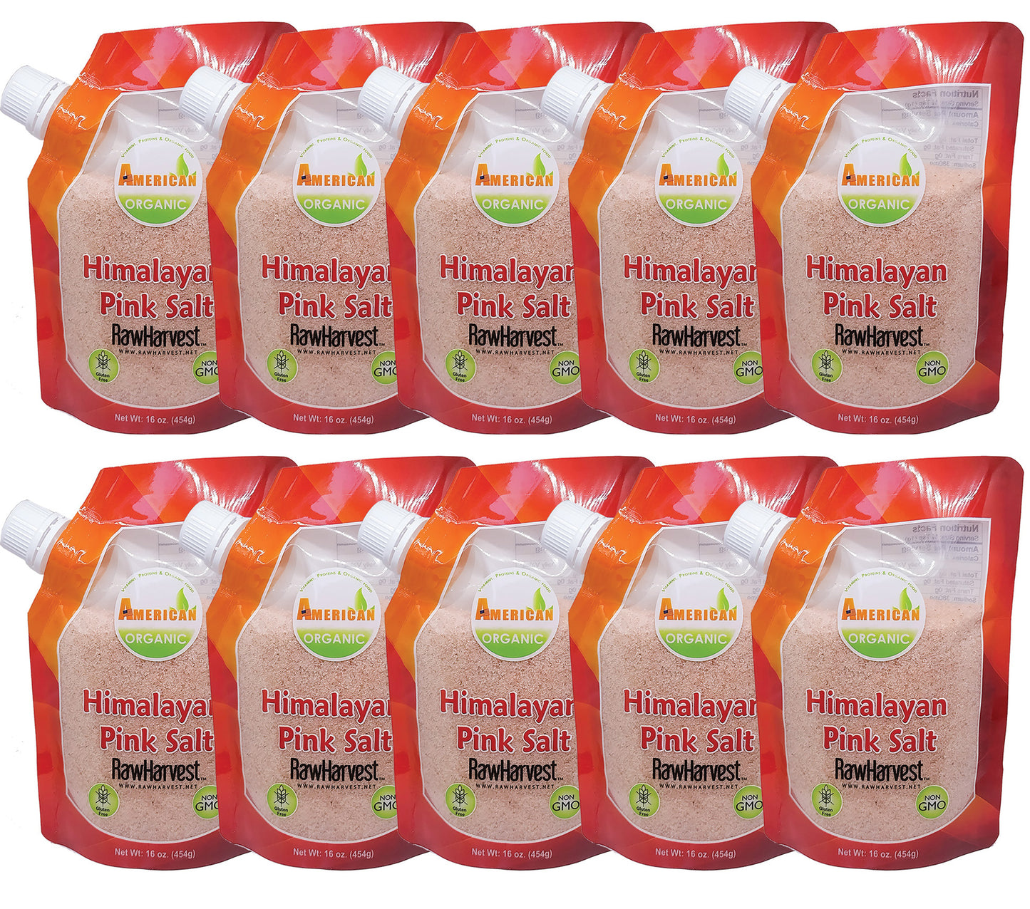 RawHarvest Himalayan Pink Salt Fine 1 Lb 10 Pack
