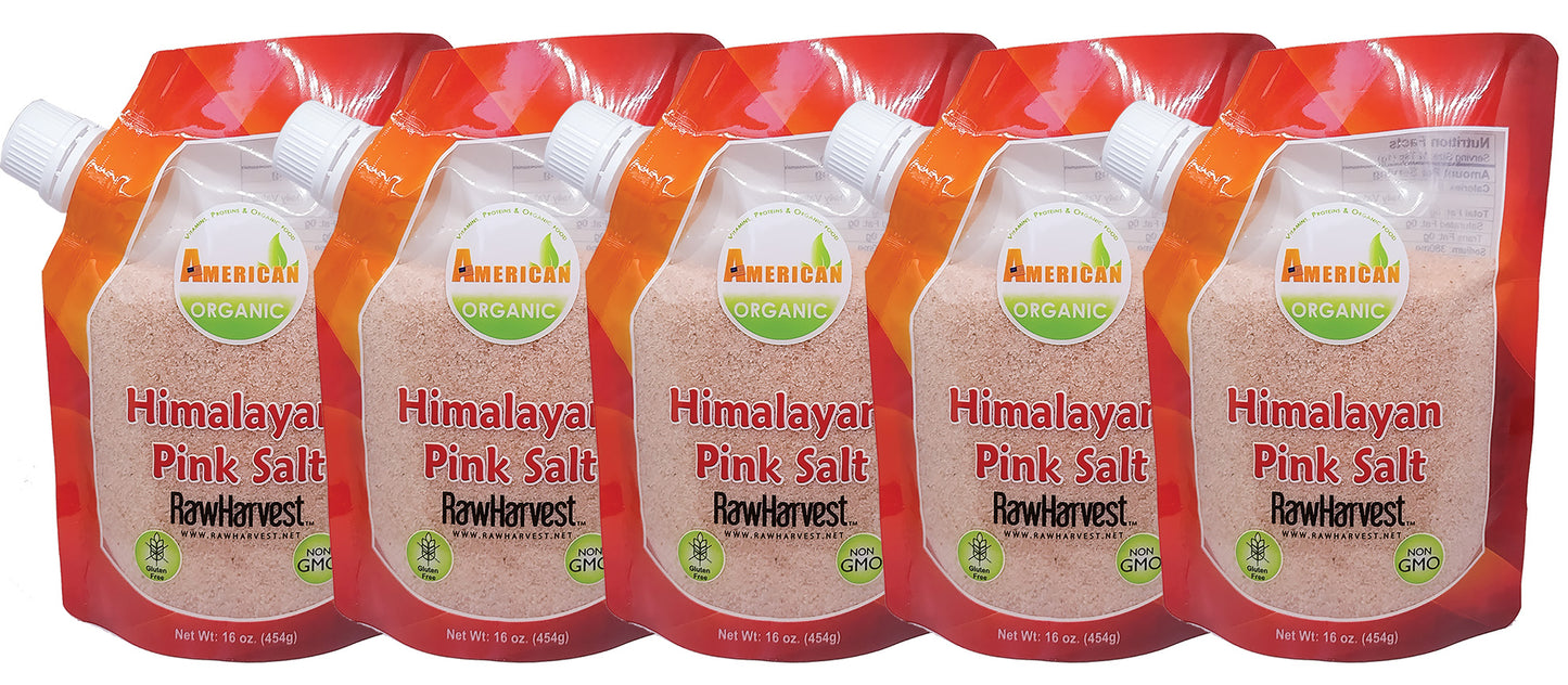 RawHarvest Himalayan Pink Salt Fine 1 Lb 5 Pack