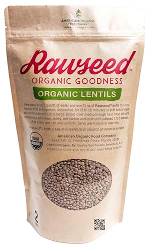 Rawseed Organic Lentils Black,Red,Brown,French 4 Pack Product of USA or Canada