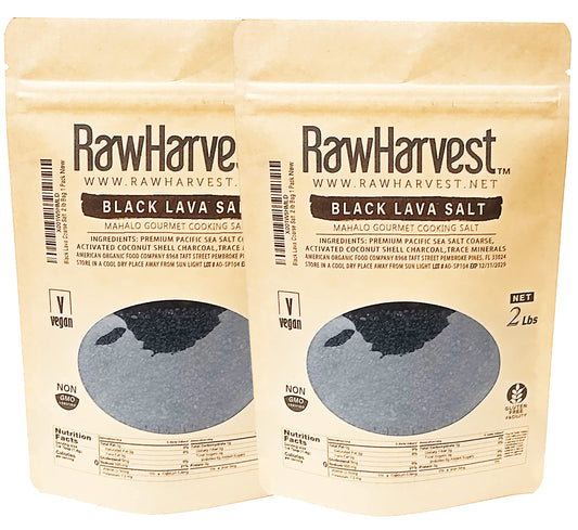 RawHarvest Black Lava Semi-Coarse Salt 2 lbs 2 Pack (Total 4 Lbs)