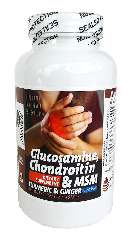 RawHarvest Glucosamine & Chondroitin with MSM, Turmeric, Ginger 240 Capsules 1500 mg per Serving